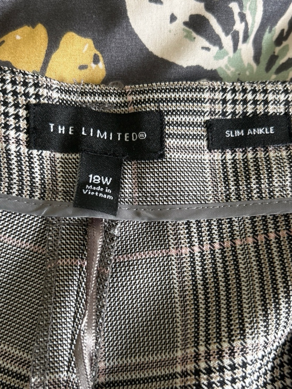 The Limited Glen Plaid Slim Ankle Pants - Black, White & Pink